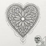 Tattoo design, handpoke style, a heart-shaped… – tattoo sketch (№1751526920_0, 03.07.2025 07:15) — tattoovalue.net