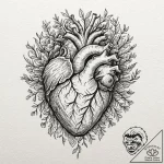 Tattoo design, an anatomical heart held by mu… – tattoo sketch (№1751527001_0, 03.07.2025 07:16) — tattoovalue.net