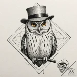 Tattoo design, an owl, a symbol of wisdom, bu… – tattoo sketch (№1751528089_0, 03.07.2025 07:34) — tattoovalue.net