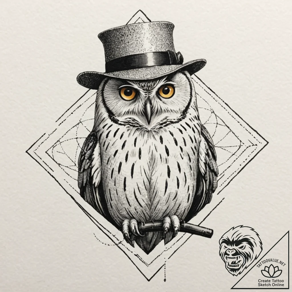 Tattoo design, an owl, a symbol of wisdom, bu... - tattoo sketch (№1751528089_0, 03.07.2025 07:34) — tattoovalue.net