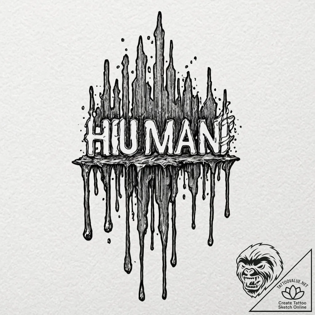 Tattoo design, a barcode that drips and melts... - tattoo sketch (№1751528170_0, 03.07.2025 07:36) — tattoovalue.net