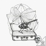 Tattoo design, a drone-carrying case, stylize… – tattoo sketch (№1751529172_0, 03.07.2025 07:52) — tattoovalue.net