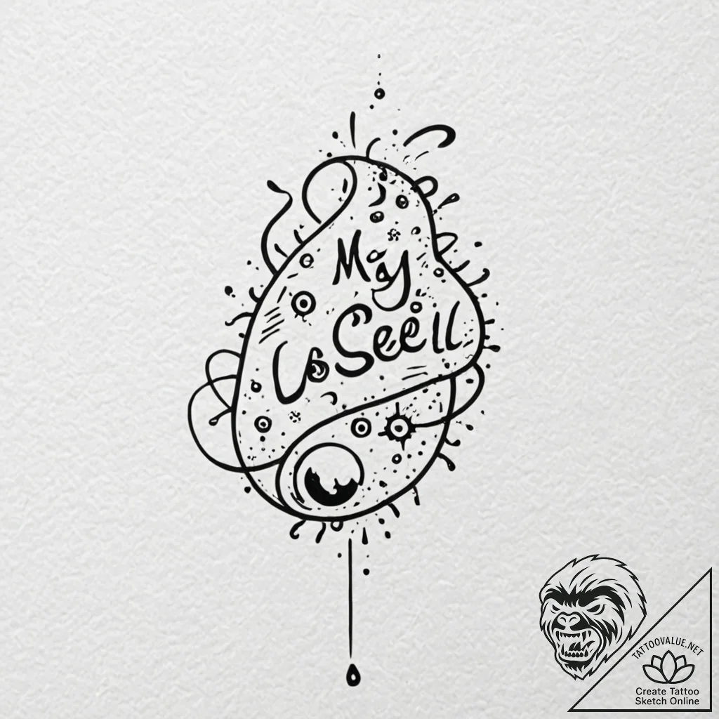 Tattoo design, the words "my last brain cell"... - tattoo sketch (№1751529253_0, 03.07.2025 07:54) — tattoovalue.net
