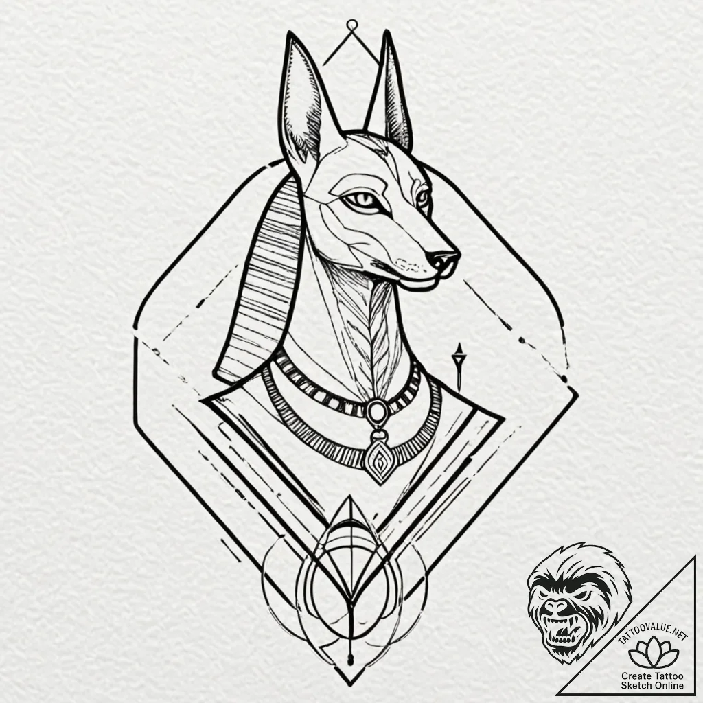 Tattoo design, anubis, the egyptian god, but... - tattoo sketch (№1751529334_0, 03.07.2025 07:55) — tattoovalue.net