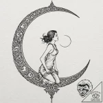 Tattoo design, a woman’s silhouette against a… – tattoo sketch (№1751529498_0, 03.07.2025 07:58) — tattoovalue.net