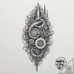 Tattoo design, a spine made from artillery sh… – tattoo sketch (№1751529669_0, 03.07.2025 08:01) — tattoovalue.net
