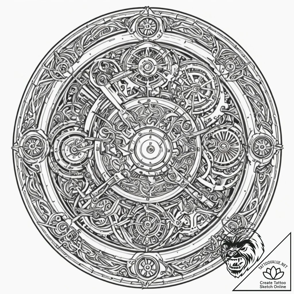 Tattoo sketch of a rune circle turning into g... - tattoo sketch (№1751530623_0, 03.07.2025 08:17) — tattoovalue.net