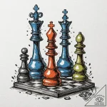 Tattoo design, a chess game played with bulle… – tattoo sketch (№1751530954_0, 03.07.2025 08:22) — tattoovalue.net