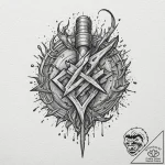 Tattoo design, mjolnir striking an anvil, the… – tattoo sketch (№1751531035_0, 03.07.2025 08:23) — tattoovalue.net