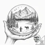 Tattoo design, a pristine natural landscape (… – tattoo sketch (№1751531623_0, 03.07.2025 08:33) — tattoovalue.net