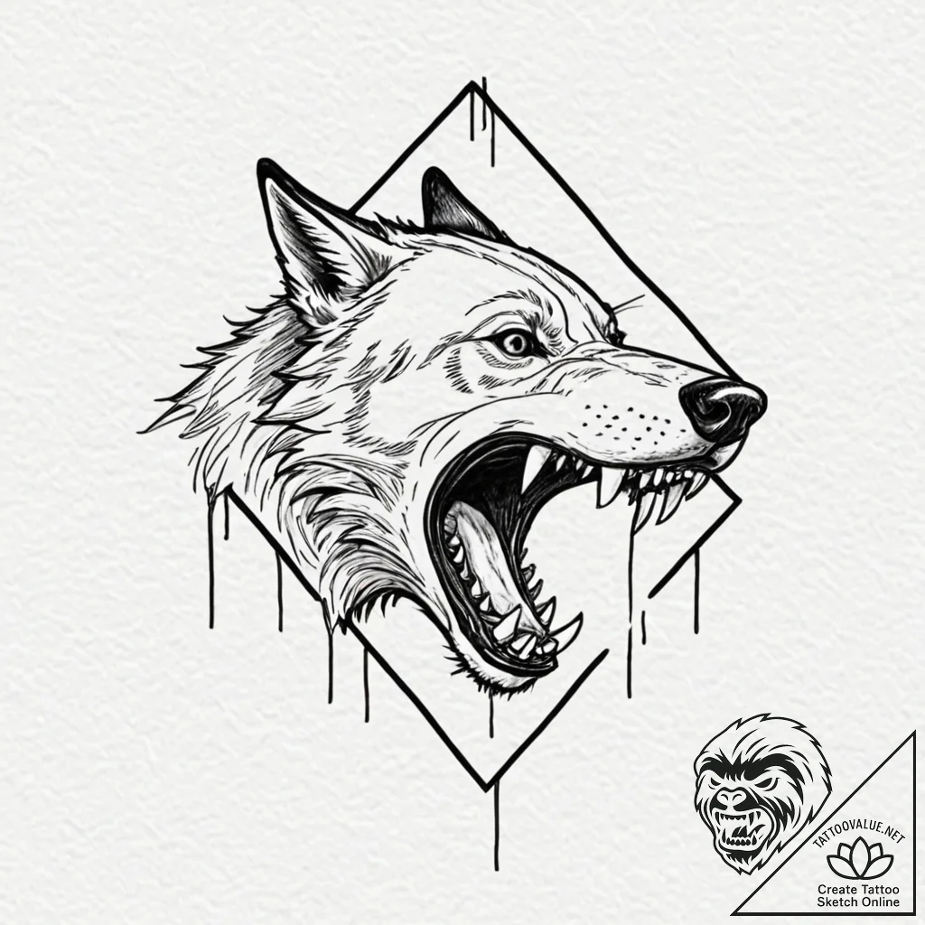 Tattoo design, fenrir's jaws, wide open, form... - tattoo sketch (№1751531873_0, 03.07.2025 08:37) — tattoovalue.net