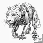 Tattoo design, a panther, its body is sleek a… – tattoo sketch (№1751532529_0, 03.07.2025 08:48) — tattoovalue.net