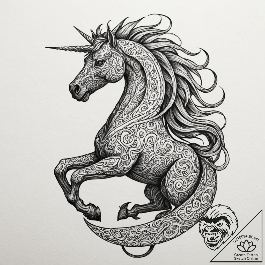 Tattoo design, sleipnir as a creature of shad... - tattoo sketch (№1751532691_0, 03.07.2025 08:51) — tattoovalue.net