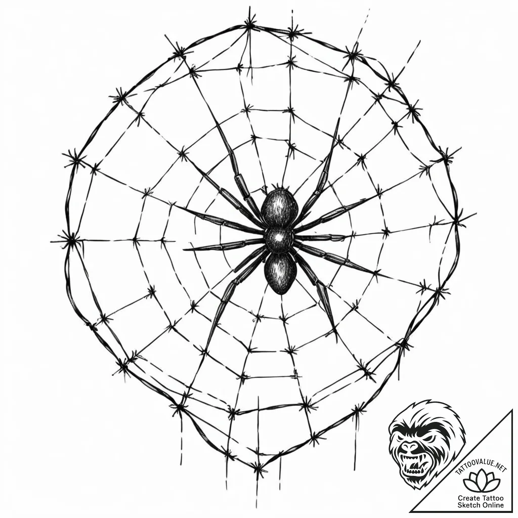 Tattoo design, a drone caught in a spiderweb... - tattoo sketch (№1751532781_0, 03.07.2025 08:53) — tattoovalue.net