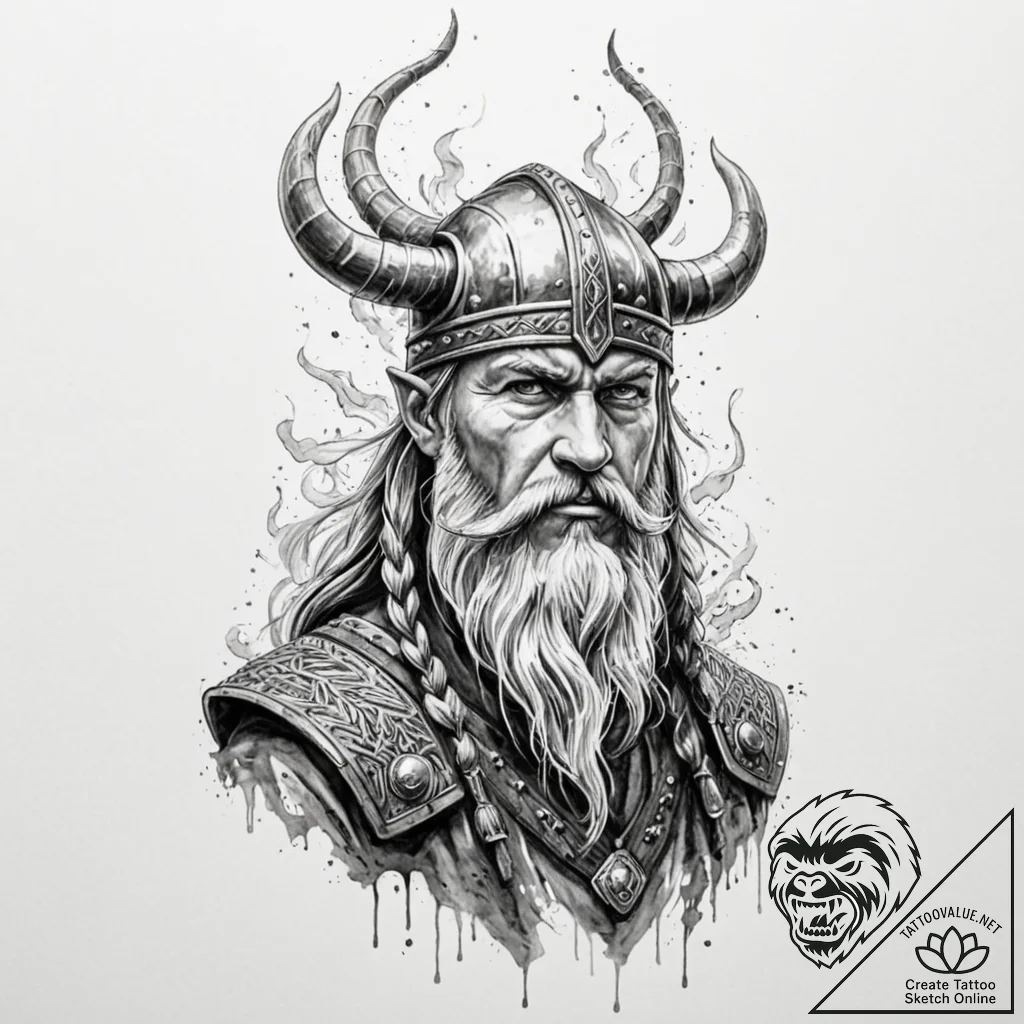 Tattoo design, a viking warrior composed enti... - tattoo sketch (№1751532941_0, 03.07.2025 08:55) — tattoovalue.net