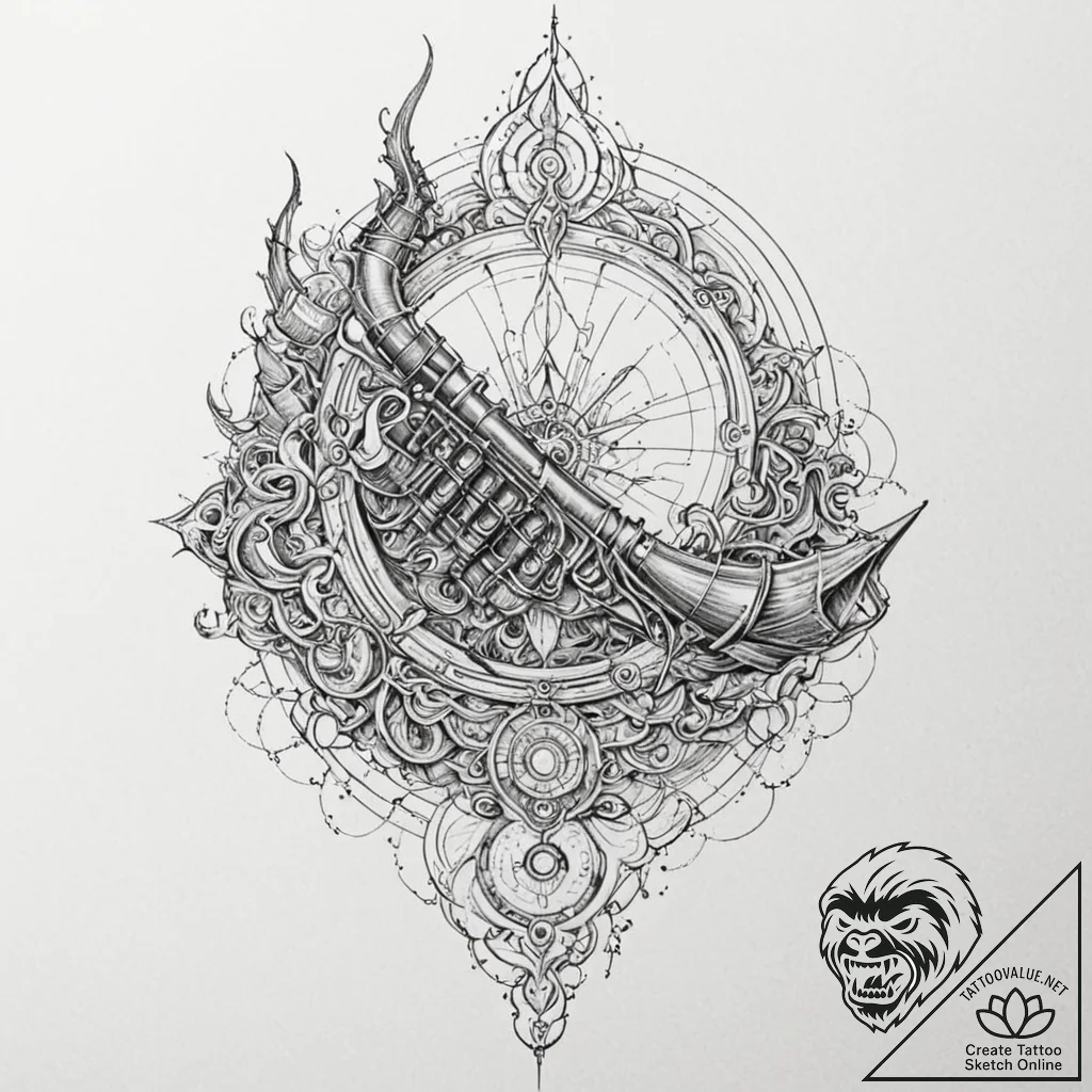 Tattoo design, heimdall blowing the gjallarho... - tattoo sketch (№1751533275_0, 03.07.2025 09:01) — tattoovalue.net