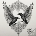 Tattoo sketch of huginn and muninn sharing th… – tattoo sketch (№1751533438_0, 03.07.2025 09:03) — tattoovalue.net