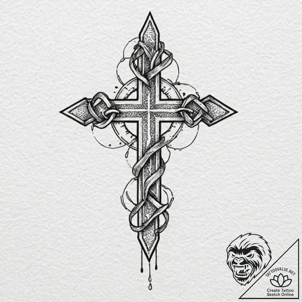 Tattoo design, a medic's cross symbol, formed... - tattoo sketch (№1751533520_0, 03.07.2025 09:05) — tattoovalue.net