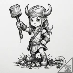 Tattoo design, a viking child playing with a… – tattoo sketch (№1751534358_0, 03.07.2025 09:19) — tattoovalue.net