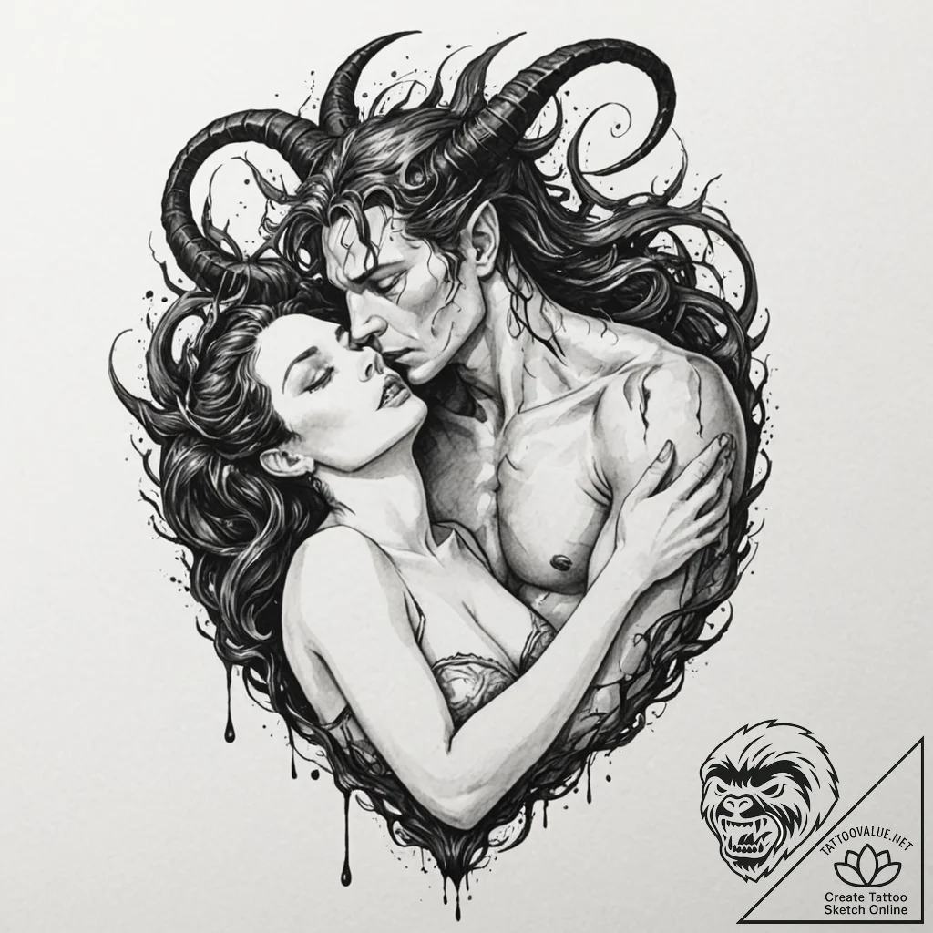 Tattoo sleeve design, succubus dream invasion... - tattoo sketch (№1751534449_0, 03.07.2025 09:20) — tattoovalue.net