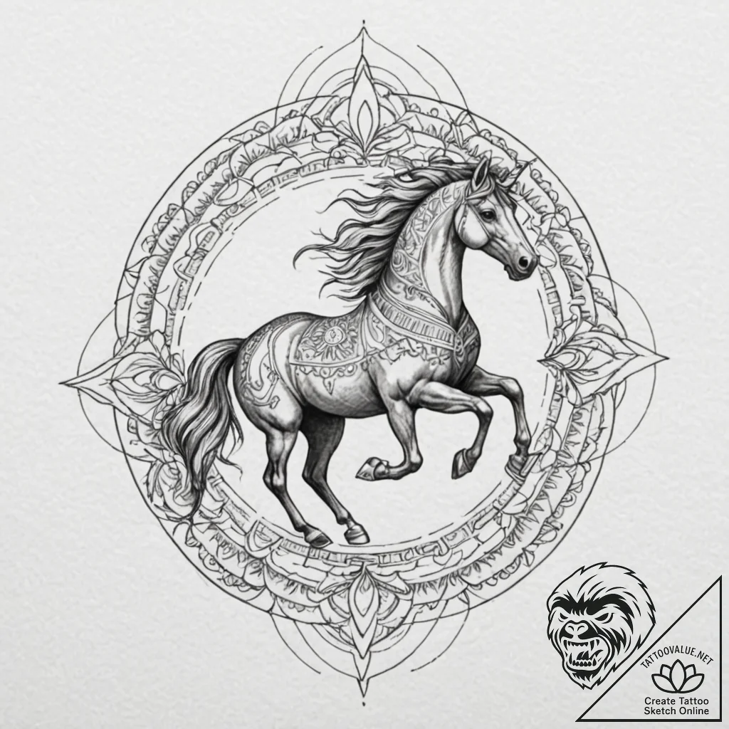 Tattoo design, sleipnir in motion, his legs c... - tattoo sketch (№1751534611_0, 03.07.2025 09:23) — tattoovalue.net