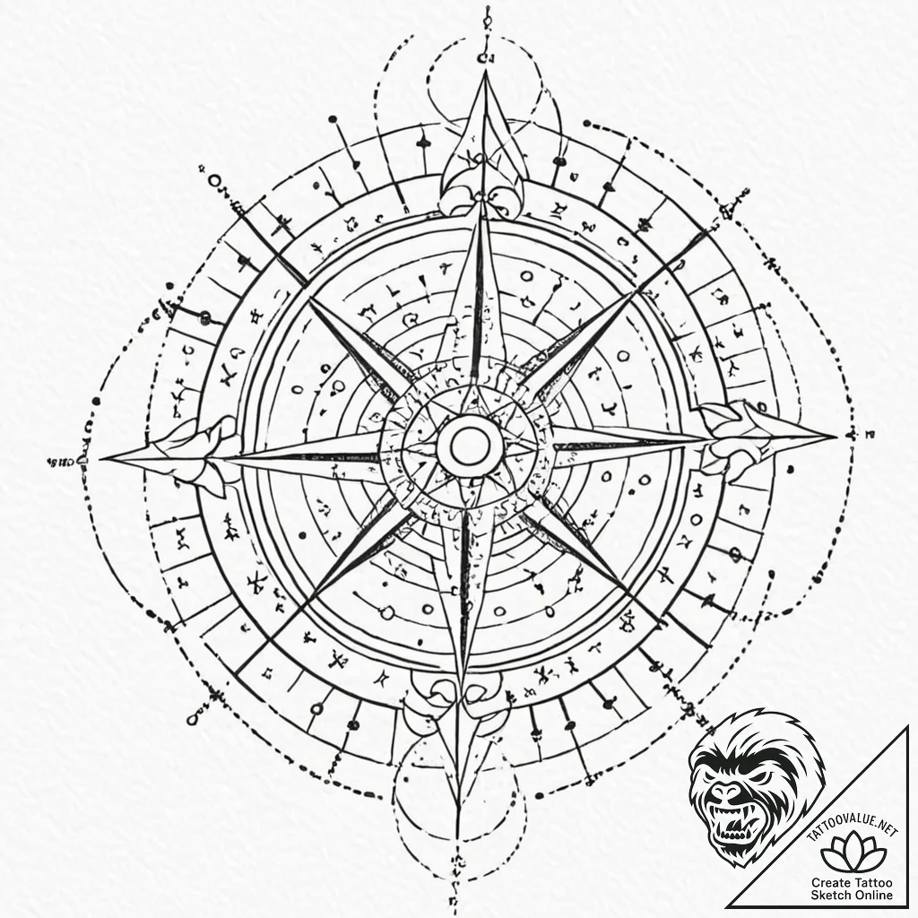 Tattoo design, vegvisir compass as a star map... - tattoo sketch (№1751534692_0, 03.07.2025 09:24) — tattoovalue.net