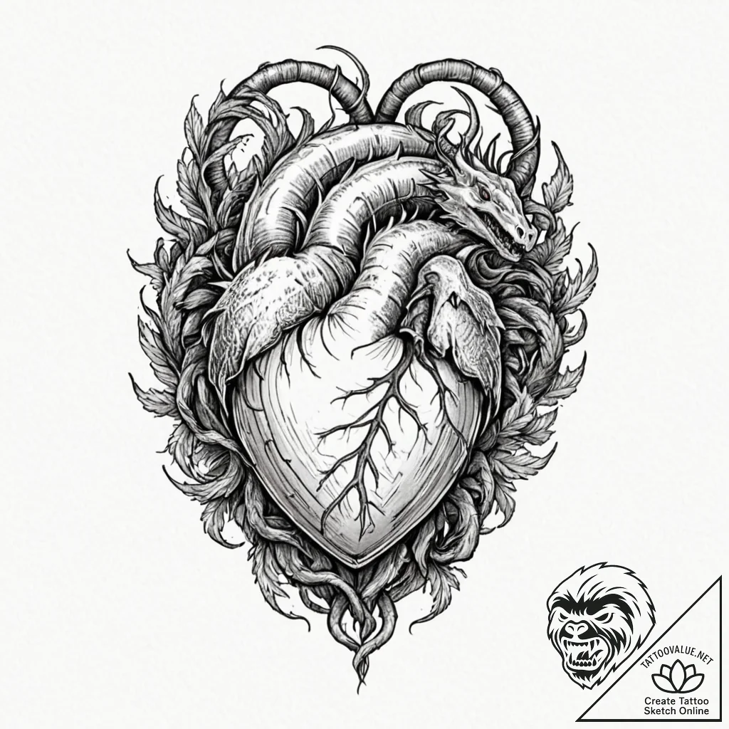Tattoo design, jormungandr coiled around an a... - tattoo sketch (№1751535104_0, 03.07.2025 09:31) — tattoovalue.net