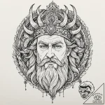 Tattoo design, odin’s face done in a psychede… – tattoo sketch (№1751536239_0, 03.07.2025 09:50) — tattoovalue.net