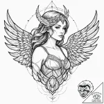 Tattoo design, valkyrie, her wings are not fe… – tattoo sketch (№1751536485_0, 03.07.2025 09:54) — tattoovalue.net
