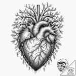 Tattoo design, an anatomical heart, intertwin… – tattoo sketch (№1751536656_0, 03.07.2025 09:57) — tattoovalue.net