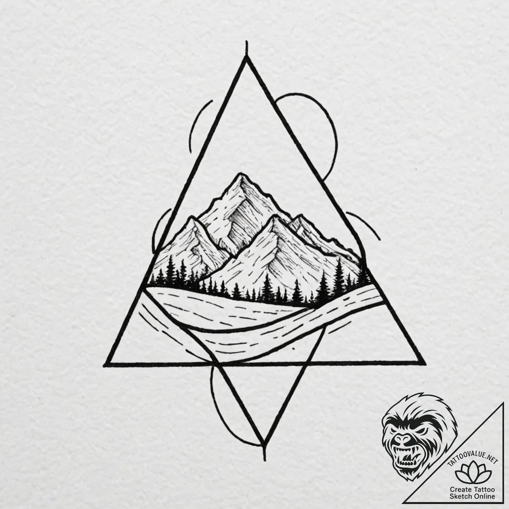 Tattoo design, handpoke style, a simple geome... - tattoo sketch (№1751537808_0, 03.07.2025 10:16) — tattoovalue.net