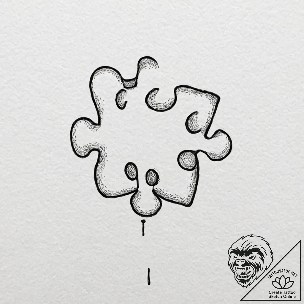 Tattoo design, handpoke style, a single puzzl... - tattoo sketch (№1751537890_0, 03.07.2025 10:18) — tattoovalue.net