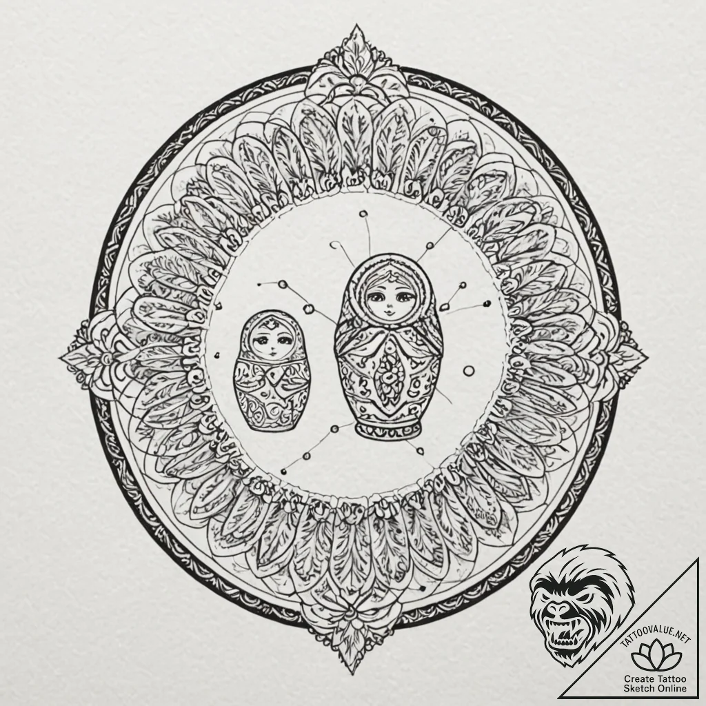 Tattoo design, a set of russian nesting dolls... - tattoo sketch (№1751538143_0, 03.07.2025 10:22) — tattoovalue.net