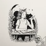 Tattoo sleeve design, lo-fi aesthetic, a girl… – tattoo sketch (№1751538722_0, 03.07.2025 10:32) — tattoovalue.net