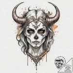 Tattoo sketch of cracked mask of a valkyrie,… – tattoo sketch (№1751538804_0, 03.07.2025 10:33) — tattoovalue.net