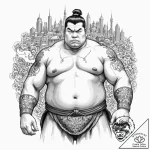 Tattoo design, a powerful sumo wrestler, but… – tattoo sketch (№1751539058_0, 03.07.2025 10:37) — tattoovalue.net