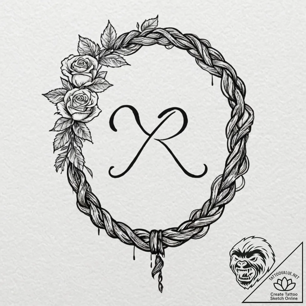 Tattoo sketch — a noose made of braided rune-... - tattoo sketch (№1751539218_0, 03.07.2025 10:40) — tattoovalue.net