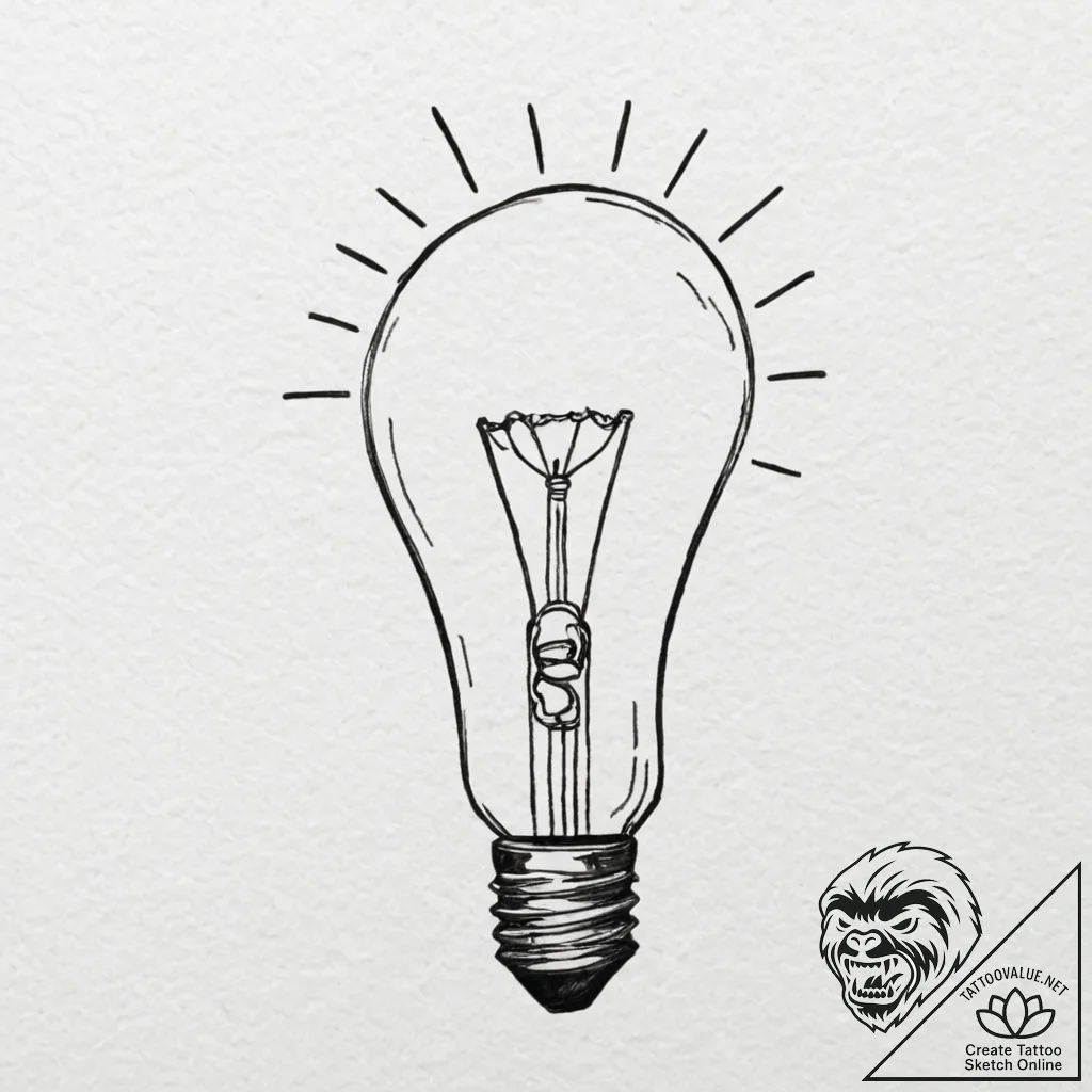 Tattoo design, handpoke style, a lightbulb th... - tattoo sketch (№1751539553_0, 03.07.2025 10:45) — tattoovalue.net