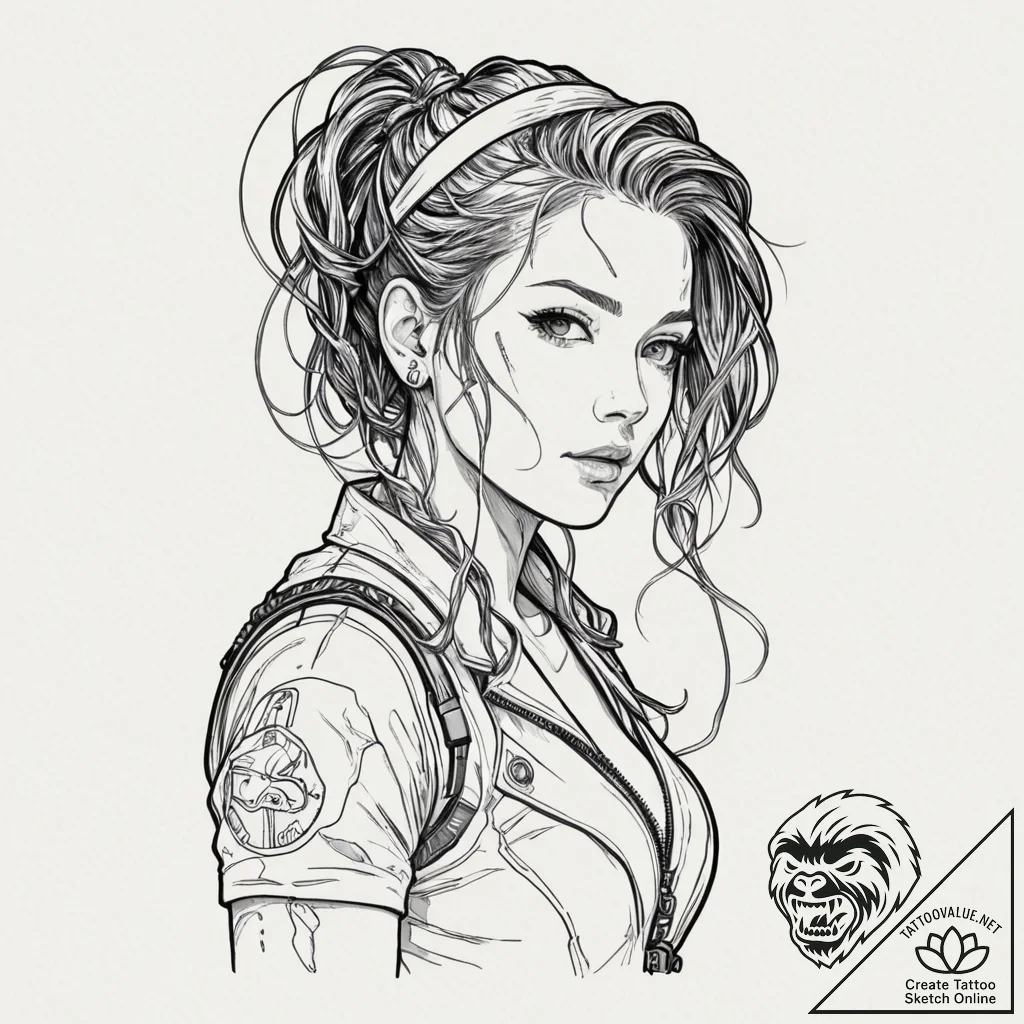 Tattoo sleeve design, manga style, cyberpunk... - tattoo sketch (№1751539642_0, 03.07.2025 10:47) — tattoovalue.net