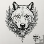 Tattoo design, a wolf’s skull, split in half,… – tattoo sketch (№1751539804_0, 03.07.2025 10:50) — tattoovalue.net