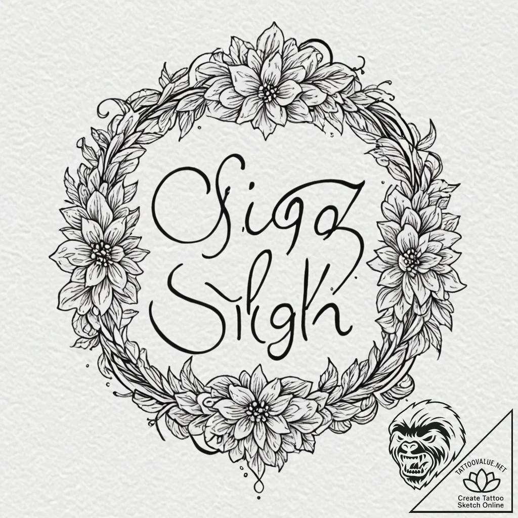 Tattoo design, handpoke style, the word "sigh... - tattoo sketch (№1751540032_0, 03.07.2025 10:53) — tattoovalue.net
