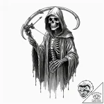 Tattoo design, the grim reaper, hooded and sk… – tattoo sketch (№1751540113_0, 03.07.2025 10:55) — tattoovalue.net