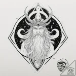 Tattoo design, one-eyed odin as a cosmic enti… – tattoo sketch (№1751540193_0, 03.07.2025 10:56) — tattoovalue.net