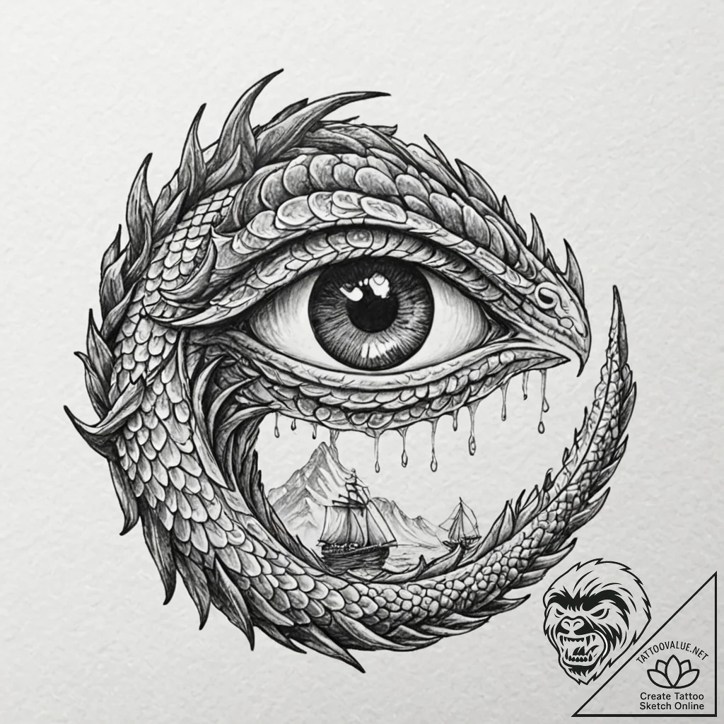 Tattoo design, jormungandr's eye, with a viki... - tattoo sketch (№1751540689_0, 03.07.2025 11:04) — tattoovalue.net