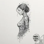 Tattoo design, a human silhouette dissolving… – tattoo sketch (№1751540941_0, 03.07.2025 11:09) — tattoovalue.net