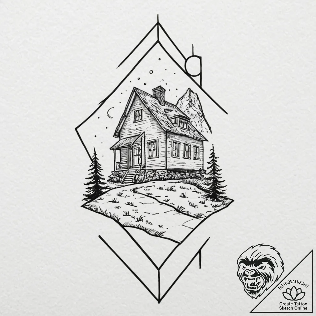 Tattoo design, handpoke style, a simple outli... - tattoo sketch (№1751541104_0, 03.07.2025 11:11) — tattoovalue.net