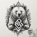 Tattoo sketch of rune-covered bear made of mo… – tattoo sketch (№1751541520_0, 03.07.2025 11:18) — tattoovalue.net