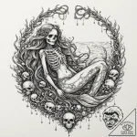 Tattoo design, a skeleton of a mermaid, her b… – tattoo sketch (№1751541612_0, 03.07.2025 11:20) — tattoovalue.net