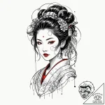Tattoo design, a beautiful geisha portrait, h… – tattoo sketch (№1751541857_0, 03.07.2025 11:24) — tattoovalue.net