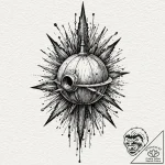 Tattoo design, a bomb, but its casing is crac… – tattoo sketch (№1751541947_0, 03.07.2025 11:25) — tattoovalue.net
